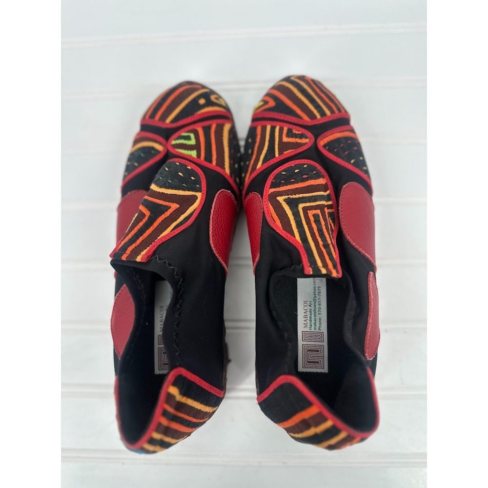 Mabacol Handmade Unique Women Aztec Artsy Slip On Loafers Shoes Size 39 8.5-9